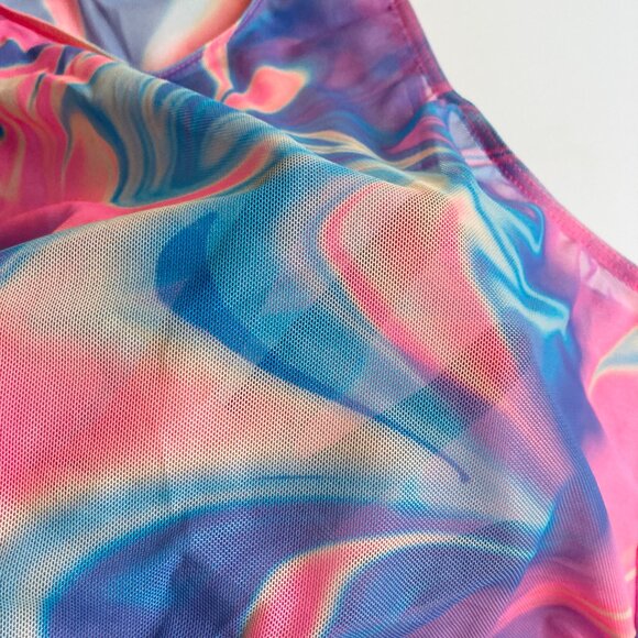 SWIM Sheer Rainbow Swirl Printed Mesh Top LARGE - Picture 6 of 6